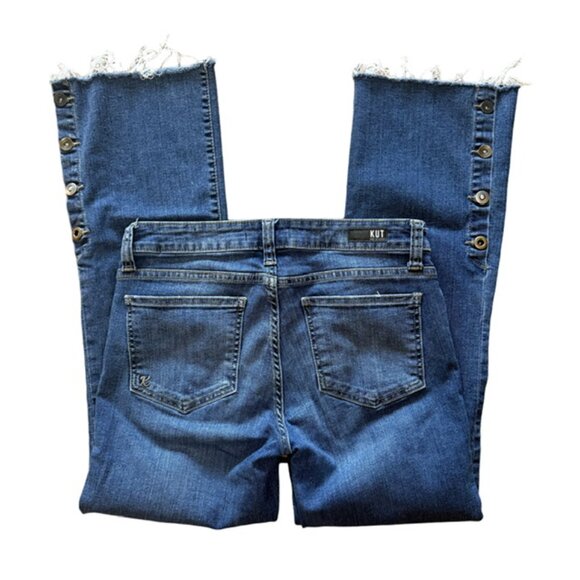 KUT FROM THE KLOTHπ Kelsey Mid-Rise Slim Bootcut Jeans π Raw Hem + Button Deta - Picture 6 of 16